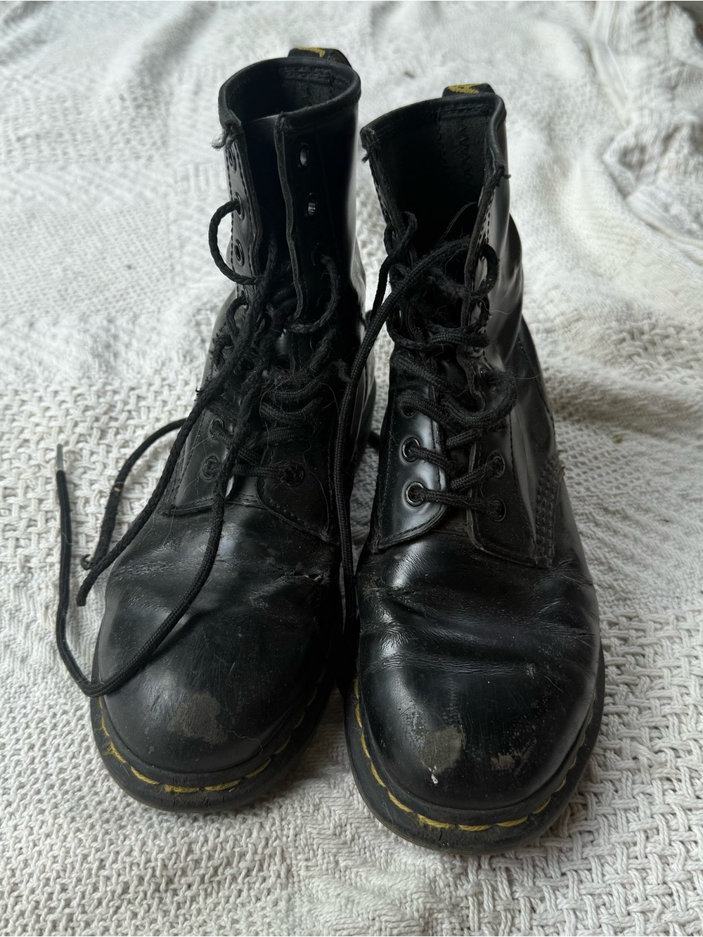 Dr Doc Marten 7 US 5 UK Women’s Black Leather Combat Boots Size Utility Everyday
